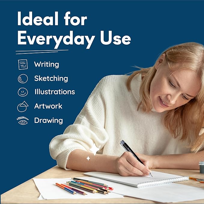 Mozart 2 Eraser Pen with 10 Jumbo Eraser Pen Refills Set, Easy to Use for Mechanical Pencils, Effective for Sketch, Architecture, Drafting, Art, Drawing Supplies.