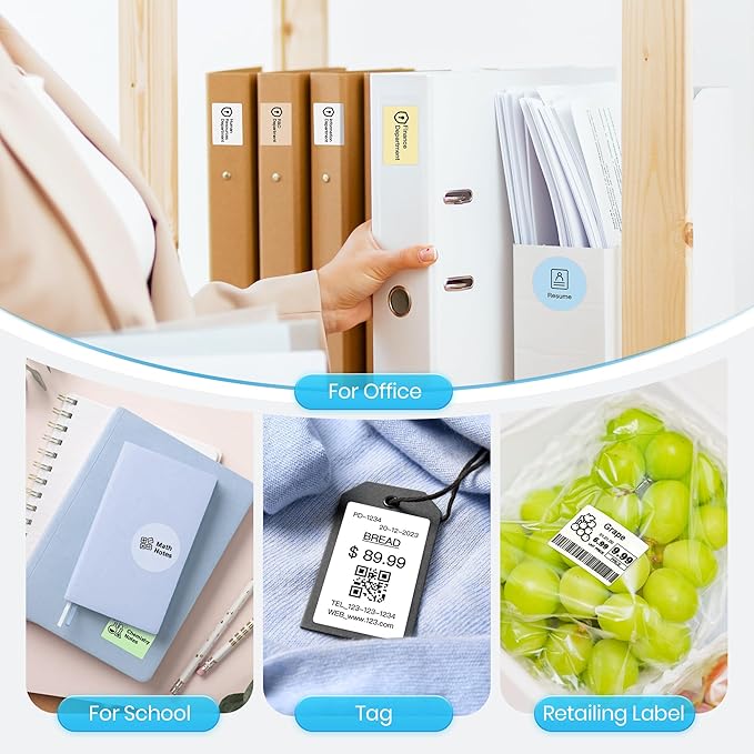 POLONO Genuine Thermal Labels for PM220S Label Makers, 1.57"x1.18" (40x30mm) Thermal Label, Waterproof, Multi-Purpose Self-Adhesive Labels for Small Bussiness, Office, School, 230 Labels/Roll (Yellow)