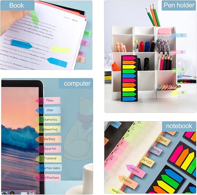 2400 Pcs Sticky Tabs Page Markers Sticky Index Tabs, Arrow Flag Tabs - 10 Primary Color Tabs Page Flag Markers Bookmarks