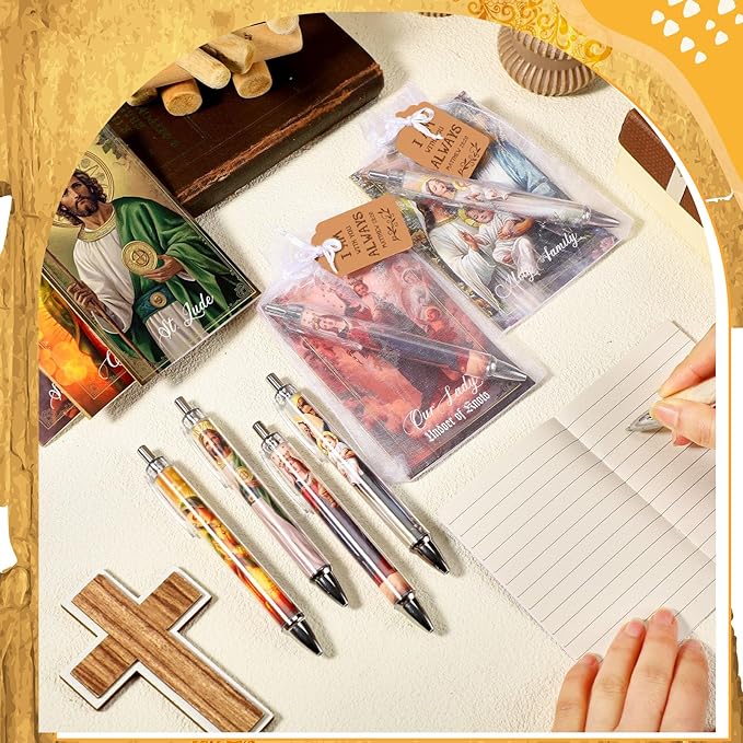 200 Pcs Bible Verse Sets Church Christian Gift Include 50 Scripture Notebooks 50 Bible Bamboo Pens 50 Thanks Tags 50 Organza Bags for Women Man Christian Party Gifts(Vivid Color,Jesus)