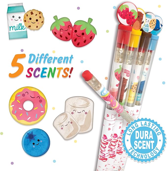Scentco Sweetheart Smencils (2 Pack) - HB #2 Scented Pencils, 5 Count, Stocking Stuffer, Gifts for Kids, School Supplies, Classroom Rewards