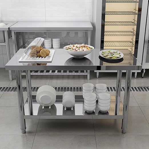 Stainless Steel Table for Prep & Work 24 x 18 Inches, NSF Commercial Heavy Duty Food Prep Worktable with Undershelf for Restaurant, Home and Hotel Christmas Preparation Table