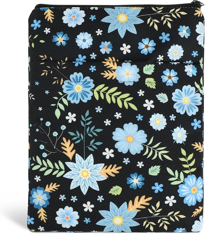 Book Sleeve Book Covers Book Protector Floral Printed with Zipper Washable Fabric for Teen Adult Book Lover Teacher Student(Medium,11 X 8.7 Inch)