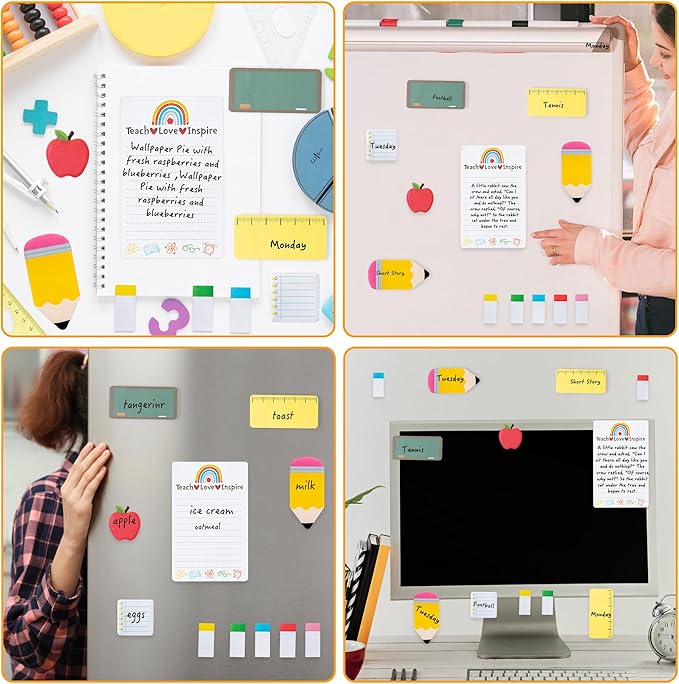 2 Pcak Teaching is A Work of Heart Sticky Notes Set - Blackboard Pencil Apple Self-Stick Note Pads Teacher Appreciation Gift Writing Memo Pads Page Marker Back to School Office Supplies (Black)