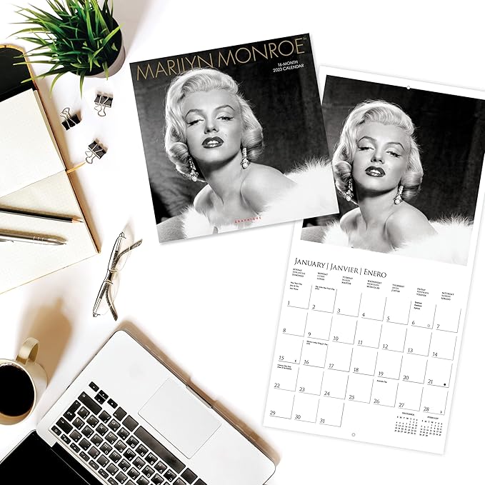 Graphique 2023 Marilyn Monroe Wall Calendar | 12” x 12” | Thick Paper | Home & Office Organizer | Large Monthly Grid | 3 Languages & Marked Holidays | 4 Month Preview Page for 2024…