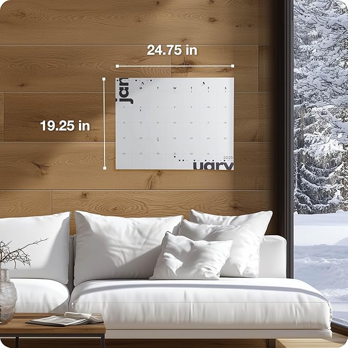 2025 Writable Edition, Oversized Monthly Wall Calendar 24.75" x 19.25", Large Writing Spaces, Holidays & Moon Phases, Hang or Use as Desk Blotter, Morse Code Inspired, MADE IN THE USA