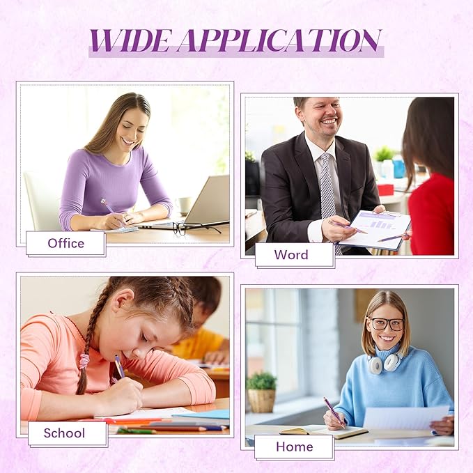 Sabary 8 Pcs Ballpoint Pens with Pen Holder for Desk Glitter Crystal Diamond Fancy Pencil Holder Bling Desk Organizer Cute Stationery Supplies for Women Girls Wedding Office School Gifts(Violet)