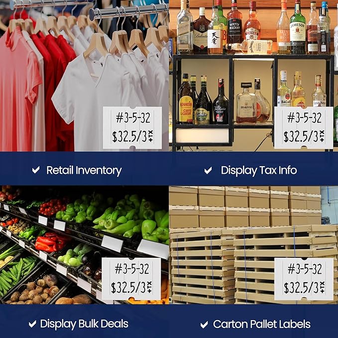 Perco 2 Line White Labels - 80 Rolls, 10 Sleeves, 80,000 Blank Price and Date Gun Labels for Perco 2 Line Price and Date Guns - Made in USA