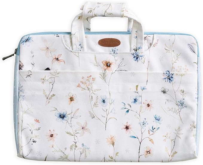 Maison d'Hermine Laptop Bag upto 15.6 inch Stain and water repellent Cotton canvas - Ice Florals