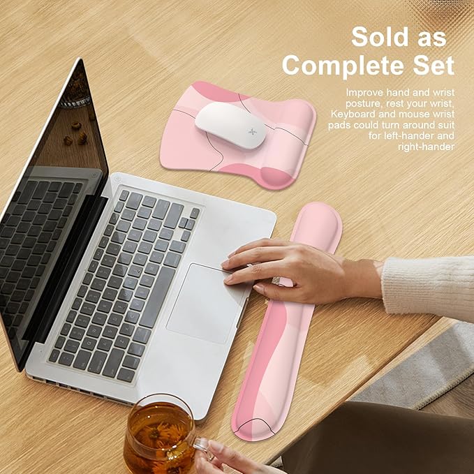 iCasso Mouse Pad with Wrist Rest, Keyboard Wrist Rest, Made of Memory Foam, Ergonomic Support, Easy Typing and Relieve Wrist Pain, Perfect for Gaming, Computer, Office, Laptop