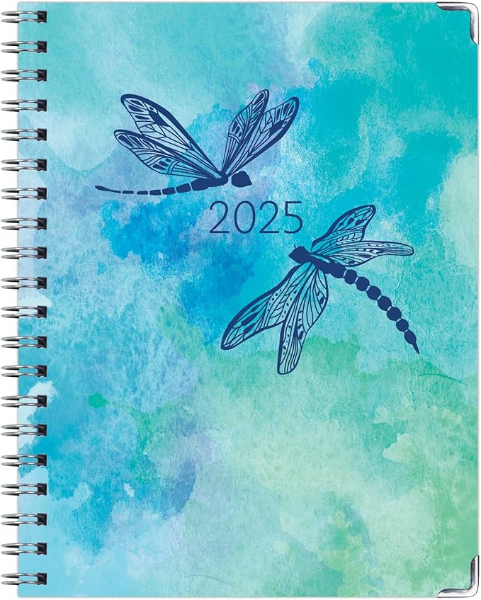 HARDCOVER 2025 Planner, 8.5"x11": 14 Months (November 2024 - December 2025), Daily Weekly Monthly Planner, Yearly Agenda, Bookmark, Pocket Folder and Sticky Note Set (Dragonflies)