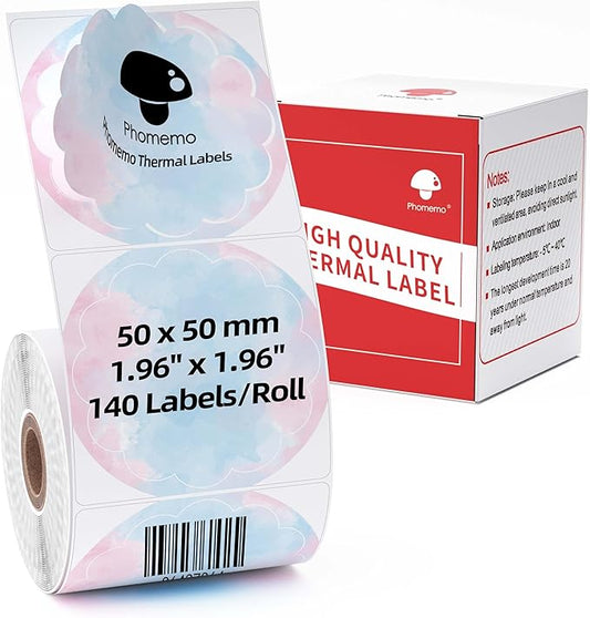 2 Inch Round Thermal Stickers Labels Compatible with Phomemo M110/M221/M220/M120/M200/M110S Label Printers,1.96"(50mm),Self-Adhesive Circle Labels for Gift/Mailing/Business/Home,140Labels/Roll