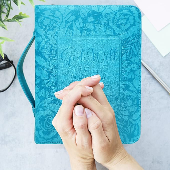 DEHITE Briefcase for Women – Leather Bible Carrying Bag Large Size – | Fits Book 7 x 10.1 x 1.9 IN | Pen Slots | Zippered Pocket | Premium Faux Leather – Green Bible Accessories Gifts