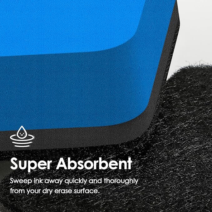 MaxGear Dry Erase Erasers, 24 Pack Magnetic Whiteboard Erasers for Classroom, Mini Whiteboard Cleaning Pads, Chalkboard Wiper Teacher Supplies for School, Office, Home (Blue, 2 x 2 Inch