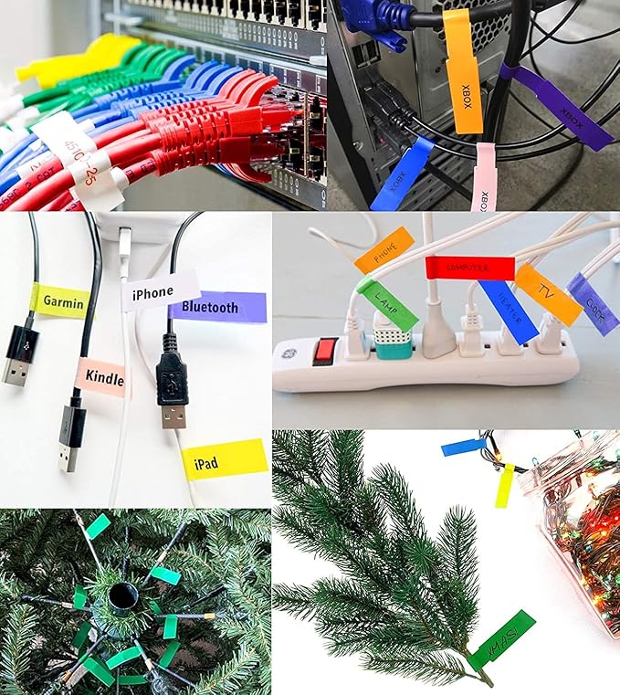 White Cable Labels, 300 Premium Wire Label Tags for Electronics, Printable Cord Labeling Tags for Ethernet and Network, Write on Labels for Cable Management