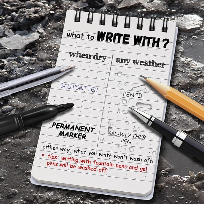POPYOLA 8 Pack Waterproof Pocket Notebook, 3x5 Pocket Notepad, All Weather Mini Spiral Notepad, Write in the Rain Police Notepad with 100 Squared Pages for Outdoor Home Office School, Orange