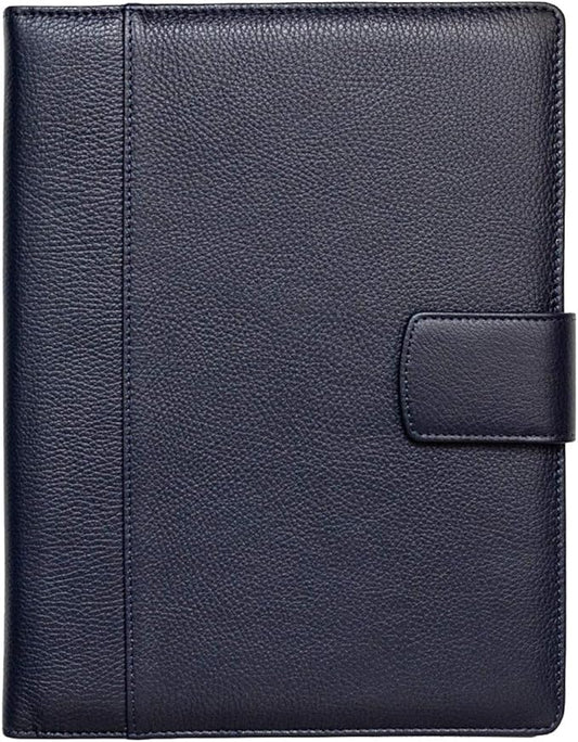 Maruse Italian Leather Executive Padfolio, Folder Organizer with Magnetic Closure and Writing Pad, Handmade in Italy, Navy Blue