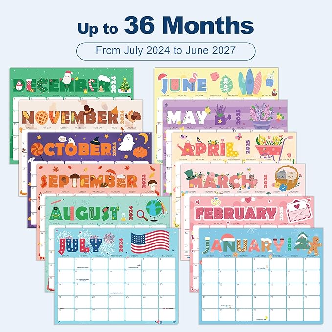 SUNEE Magnetic Calendar for Refrigerator from Now to June 2027 Wall Calendar, Fridge Calendar 3 Year Planner with Magnet for Monthly Program, 8.5"x11" Tearable Paper Calendar, Cute