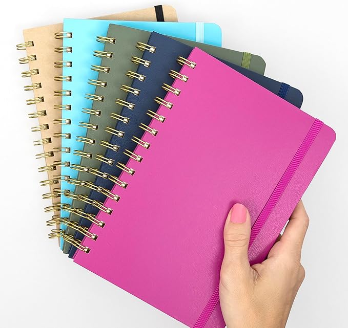 PAPERAGE Graph Paper Spiral Notebook & Journal, (Black), 160 Pages, Medium 5.5 inches x 8 inches - 100 GSM Thick Graphing Paper, Hardcover, Double-Wire Grid Spiral Notebook