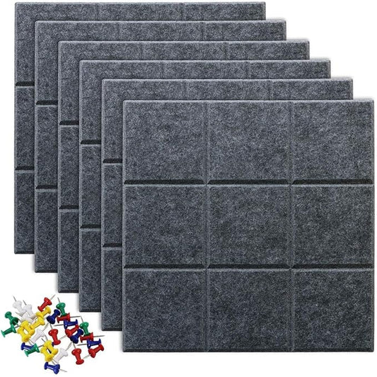 Large Cork Board Felt Board Tiles for Walls with 30 Push Pins, 11.8"x11.8" Pack of 12 Pin Board Notice Boards for Home Office Kitchen, Bulletin Board Wall Tiles for Photos Memos