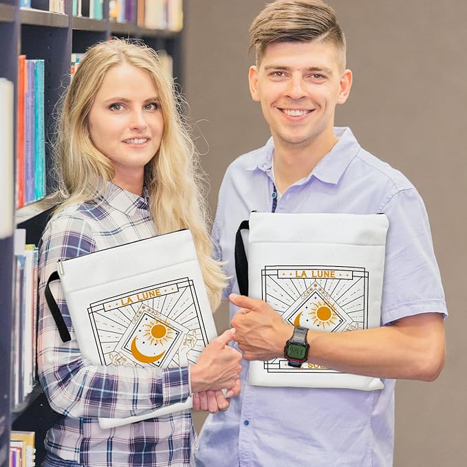 Tarot Card Book Sleeve, Book Lovers Gifts Book Pouch Book Sleeve with Zipper and Front Pocket Reader Gifts Birthday Gifts for Adult Teen Teacher -11