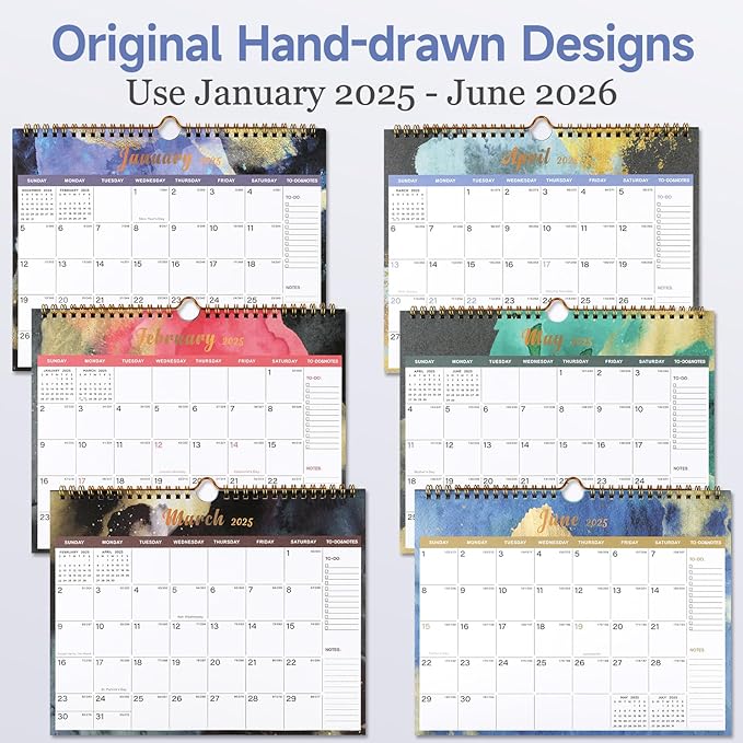 Lbylyhxc 2025-2026 Calendar - 18 Monthly Wall Calendar 2025-2026 from January 2025 to June 2026, 11 x 8.5 Inches.Thick Paper with Julian Dates and Block for New Year and Christmas Presents (2025-2026 wall calendar inks)
