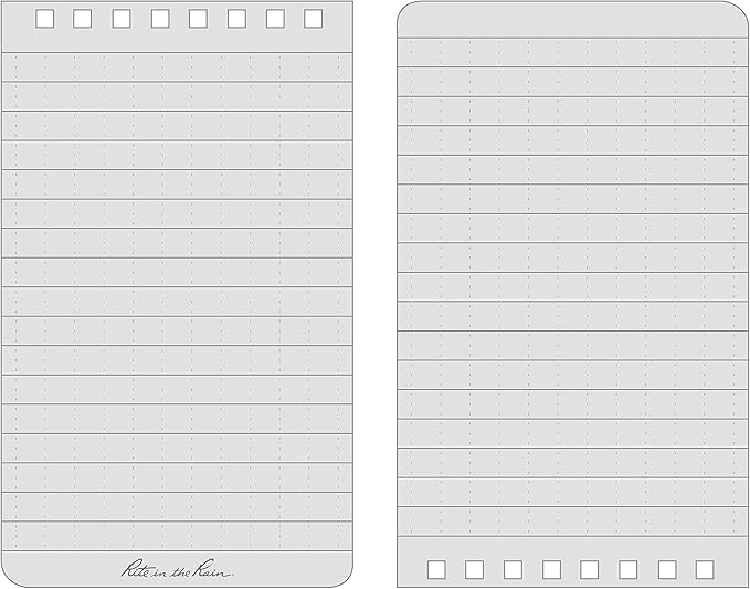 Rite in the Rain Weatherproof Top Spiral Notebook, 3" x 5", Gray Cover, Universal Pattern, 3 Pack (No. 835-3X)