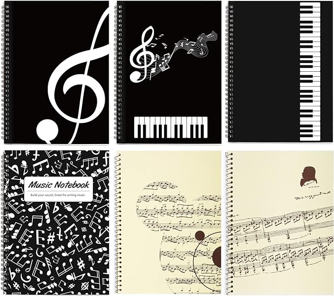 MAXCURY Blank Sheet Music Composition Manuscript Staff Paper Art Music Notebook Black 100Pages 26x19cm (Notes Family)