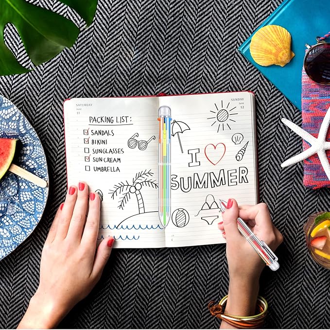 50 Pcs 6 in 1 Multicolor Ballpoint Pen Bulk 0.5 mm 6 Color Retractable Ballpoint Pen Colorful Ink Pen Party Favors Rainbow Pen Gel Ink Nurse Pens for Office School Students (50)