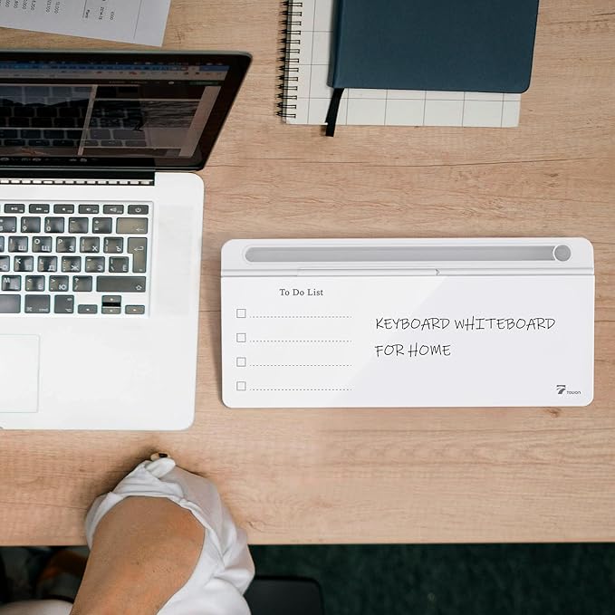 TOWON Desktop Whiteboard with todo List Templates, Daily Agenda Glass White Board for Desk, Desk Reminder Memo Notepad to-do List Dry Erase Board with Storage, Line and Free Section, 16x7 Inches