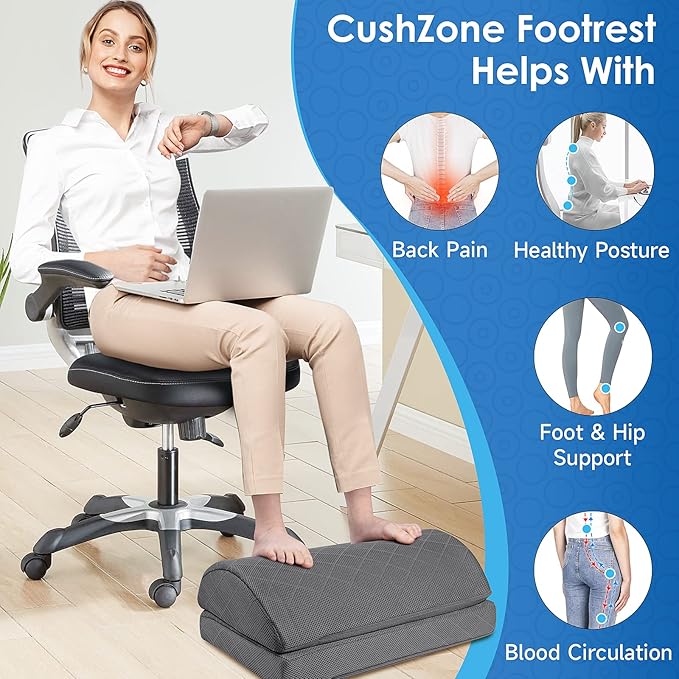 Foot Rest,Desk & Gaming Accessories,Foot Rest for Under Desk at Work,Comfortable Footrest with 2 Adjustable Heights & Removable Cover, Office Desk Accessories(Gray-19.7 in)