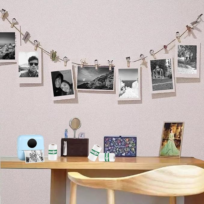 16 Rolls Self-Adhesive Thermal Paper, Glossy Thermal Printer Paper for Mini Portable Printer, 50mm X 4m, Diameter 30mm, Thermal Labels for Most Pocket Printer