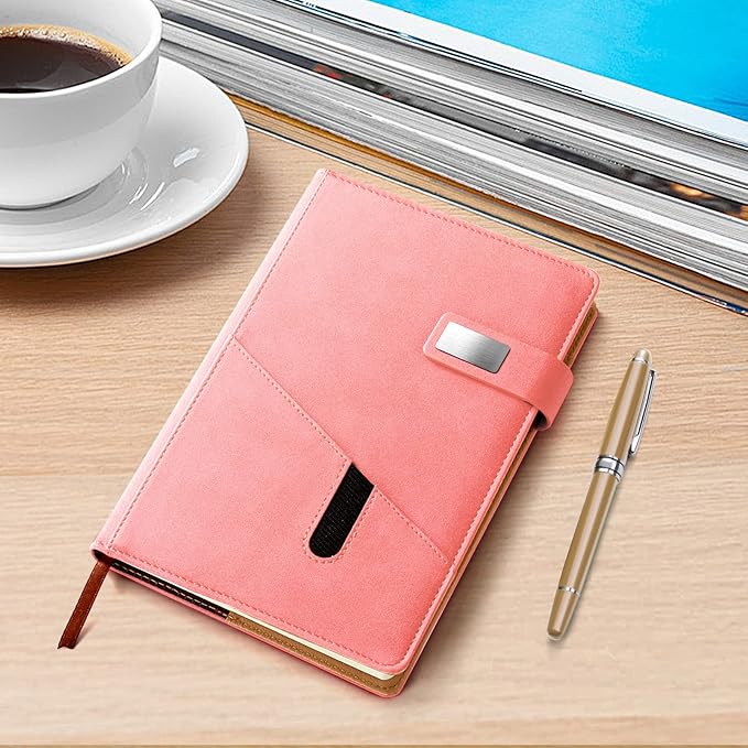 A5 Blank Journal Notebook, Refillable Hardcover Leather Sketchbook with Pocket and Magnetic Buckle, 240 Pages Thick Travel Sketchbooks for Drawing and Writing, 80gsm Unlined Journal for Men and Women