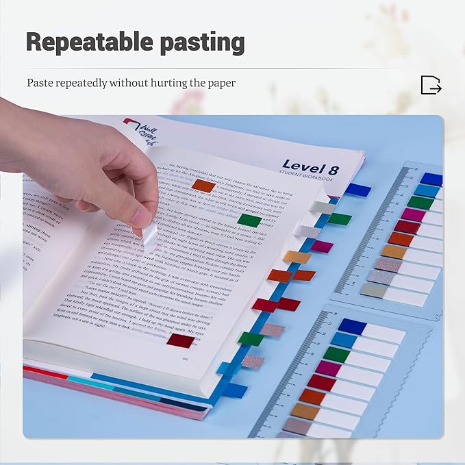 Golcellia 1000 Pieces Sticky Tabs Diamond Laser Page Markers, Transparent Sticky Note Tabs Colored Writable and Repositionable Index Tabs, Tabs for Annotating Books