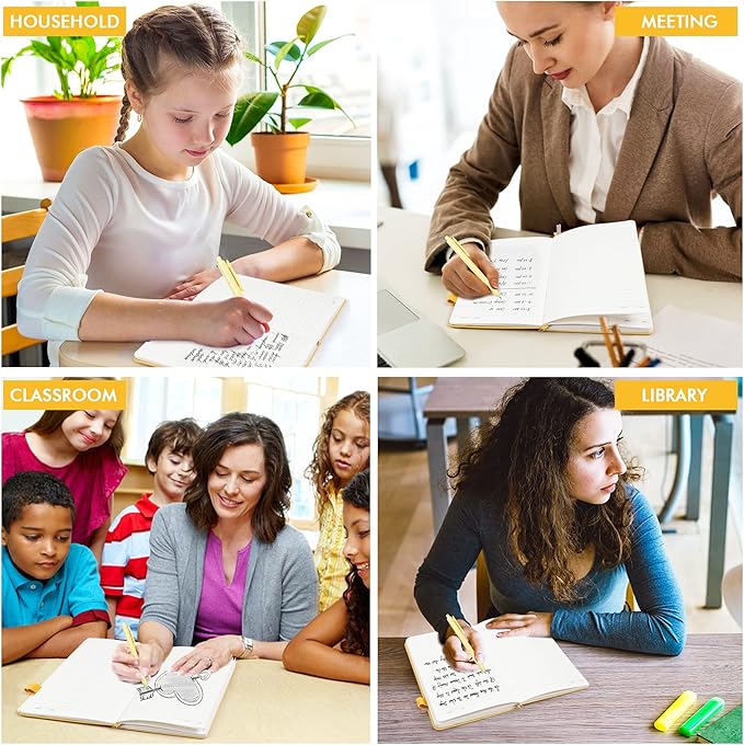 feela 3 Pack Notebooks Journals Bulk with 3 Black Pens, A5 Hardcover Notebook Classic Ruled Lined Journal Set with Pen Holder for Work Business Journaling Note Taking, 120 GSM, 5.1”x8.3”, Yellow