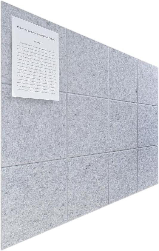 Large Felt Bulletin Board(48" x 36"),Cork Board Alternative,12 Pack Felt Wall Tiles with Safe Removable Adhesive Tabs,Notice Pin Board/Message Board/Vision Board for Office, School & Home