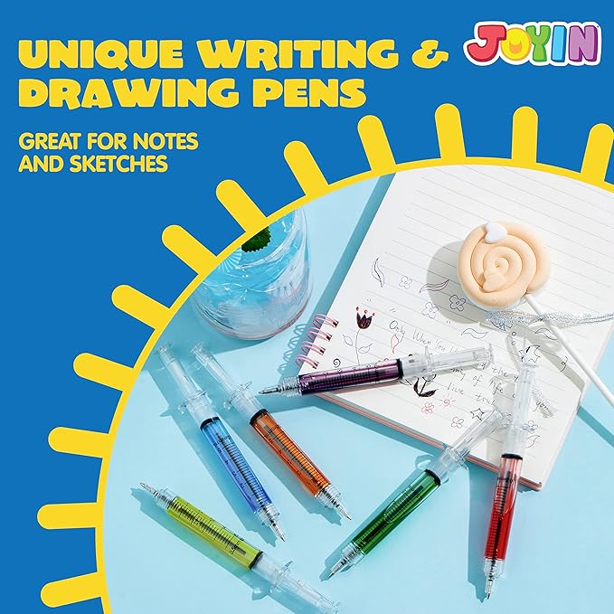 JOYIN 36pk Retractable- Syringe Pens Bulk Party Favors Fun Nurse Pens, Multi Color Novelty Pens, Nursing School Supplies, Halloween Party Favors
