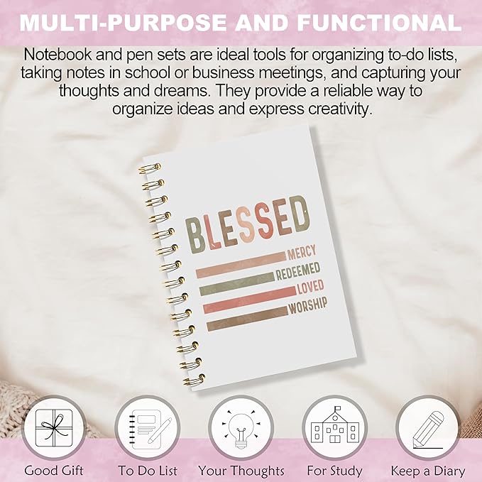 Christian Notebook, Blessed Gifts - Daily Prayer Journal, Prayer Notebook, Spiral Bible Notebook, Christian Gifts Journal, Christian Journal, Christian Notebook for Women, 5.5x8.3 Inches