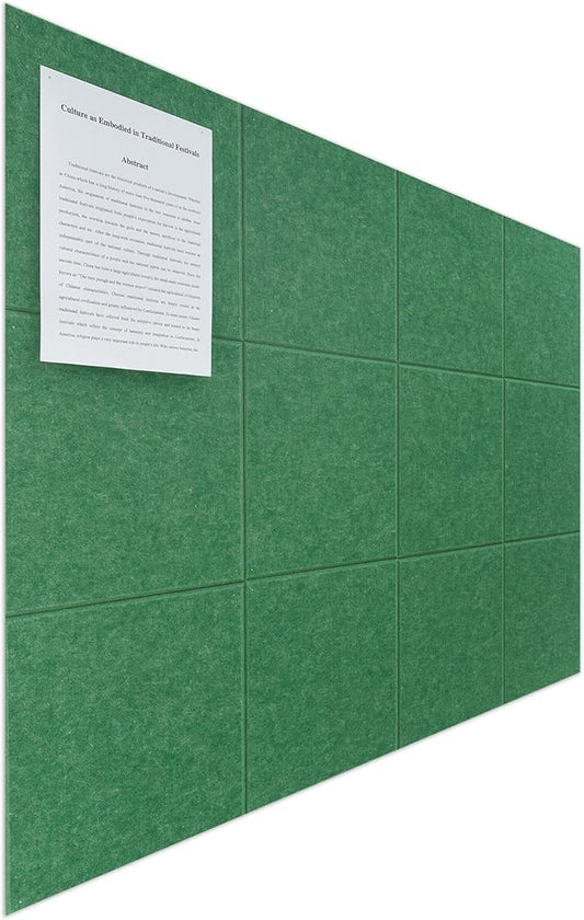 Large Felt Bulletin Board(48" x 36"),Cork Board Alternative,12 Pack Felt Wall Tiles with Safe Removable Adhesive Tabs,Notice Pin Board/Message Board/Vision Board for Office, School & Home