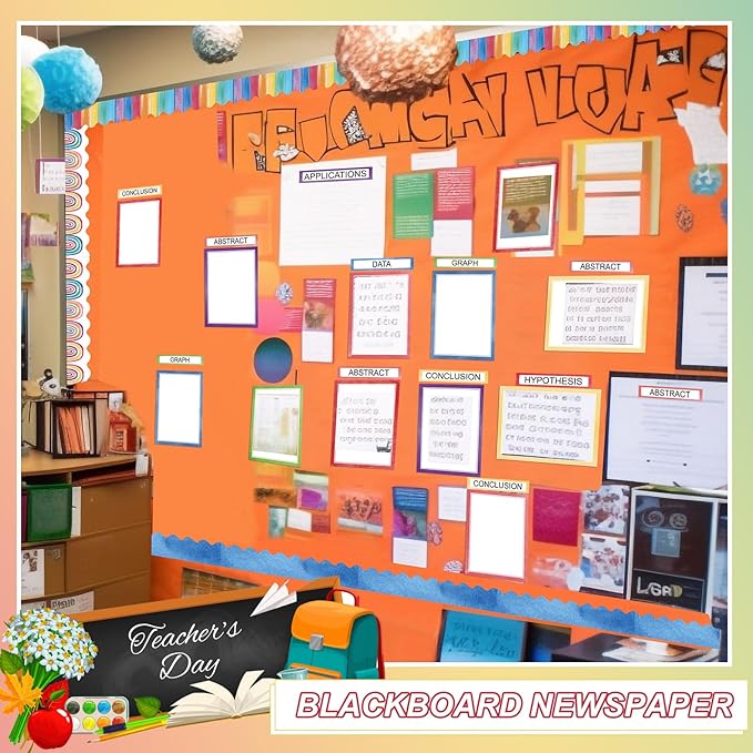 90 Pcs Science Fair Board Supplies 60 Trim Scalloped Bulletin Board Borders 24 Presentation Board Subtitles 6 Science Fair Titles for Classroom Display Boards (Watercolor)