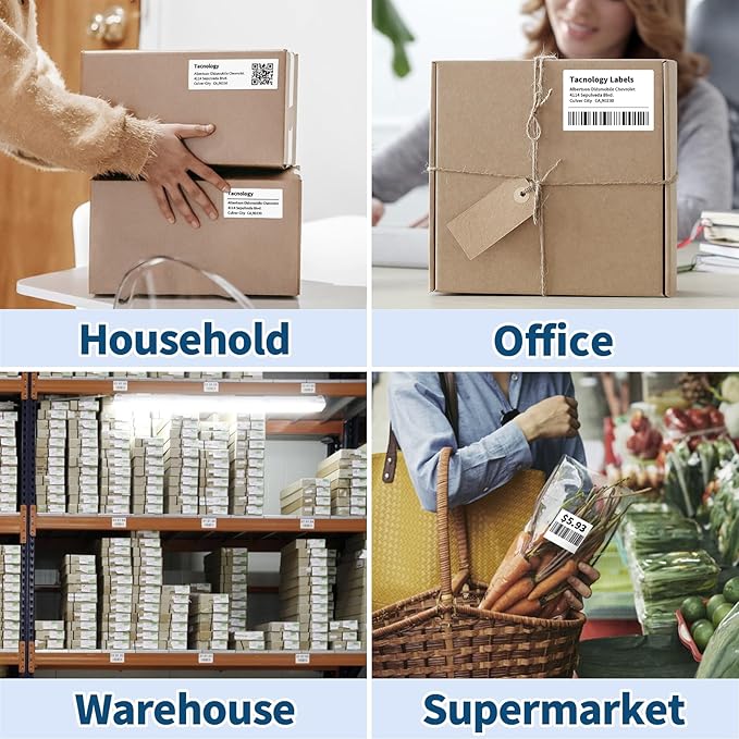 Tacnology 24 Rolls 2" X 1" Direct Thermal Labels - Perforated Barcode Replacement Labels - Compatible with Rollo & Zebra Desktop Printers - FBA Adhesive Address Shipping Labels- 1300 Labels/Roll