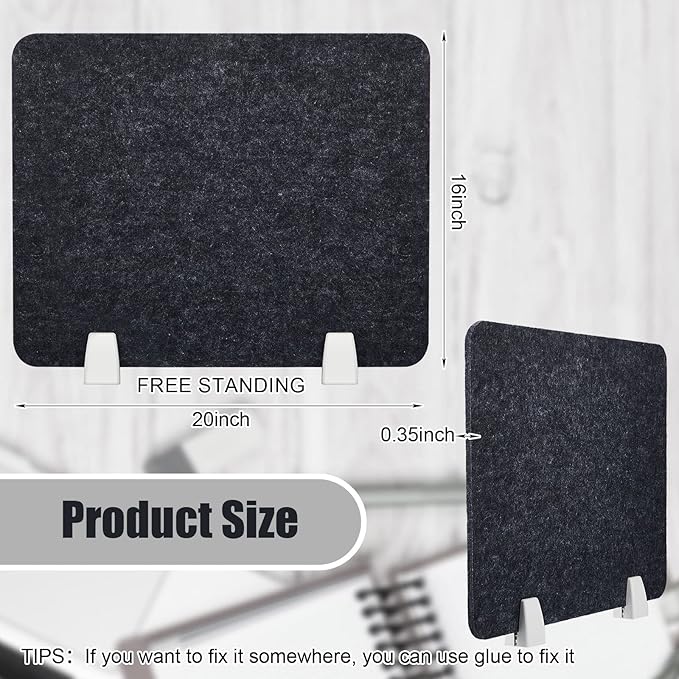 4 Pcs Acoustic Desk Divider Desktop Privacy Panel 16 x 20 Inch Divider for Desk Cubicle Office Desk Separator Panel Sound Absorbing Noise Reducing Tabletop Divider for Visual Distractions