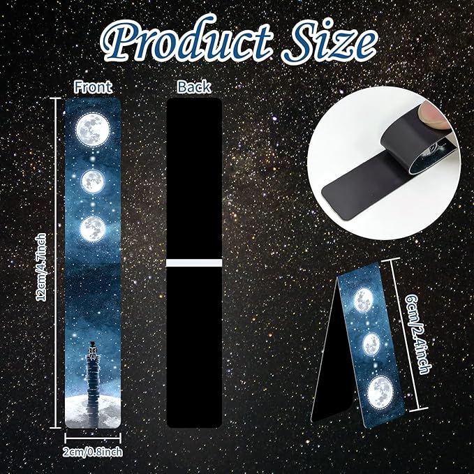 12 PCS Cool Magnetic Bookmarks, Space Starry Night Bookmarks for Book Lovers, Bulk Bookmarks for Women Men, Unique Book Mark for Reading, Students, Classroom Gifts, School Prize, Reading Present
