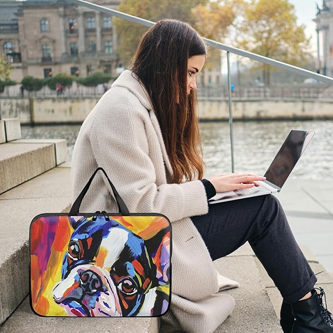 Laptop Sleeve Case Bag 15 inch, Watercolor Dog Slim Carrying Case Durable Handbag Travel Laptop Bag for 15 inch MacBook Air M3/M2/15 Pro/Surface Laptop 7/6/5/4/3/ Dell XPS 15 Plus