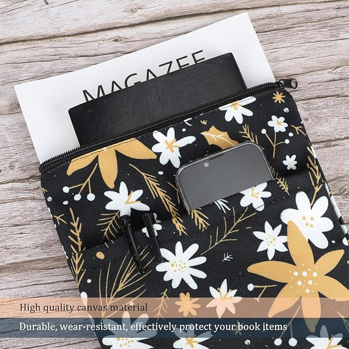 Book Sleeve Book Covers Book Protector Floral Printed with Zipper Washable Fabric for Teen Adult Book Lover Teacher Student(Medium,11 X 8.7 Inch)…