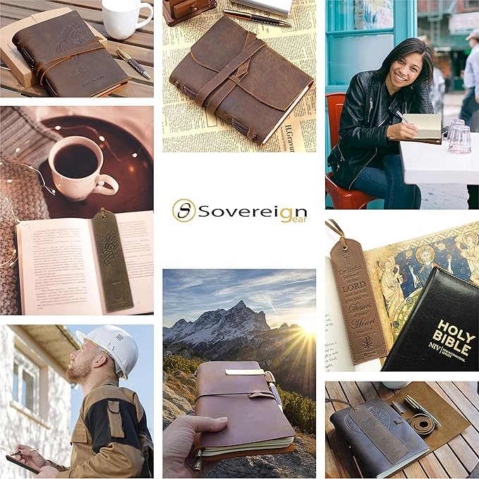 Leather Bookmarks for Men and Women | Quality Mens Bookmark with Music Notes | 2 Smooth Handmade Leather Book Markers for Men Women Book Lovers Readers (7x2") Leather Gift | Sovereign-Gear