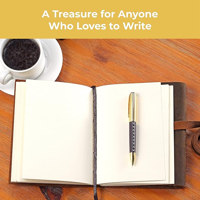 Sovereign-Gear Leather Bound Journal for Men and Women, Handmade Gift Set with Antique Journal and Stylish Pen, Vintage and Classic, Notebook, Sketchbook, Planner and Diary (300 Pages) (7x5)