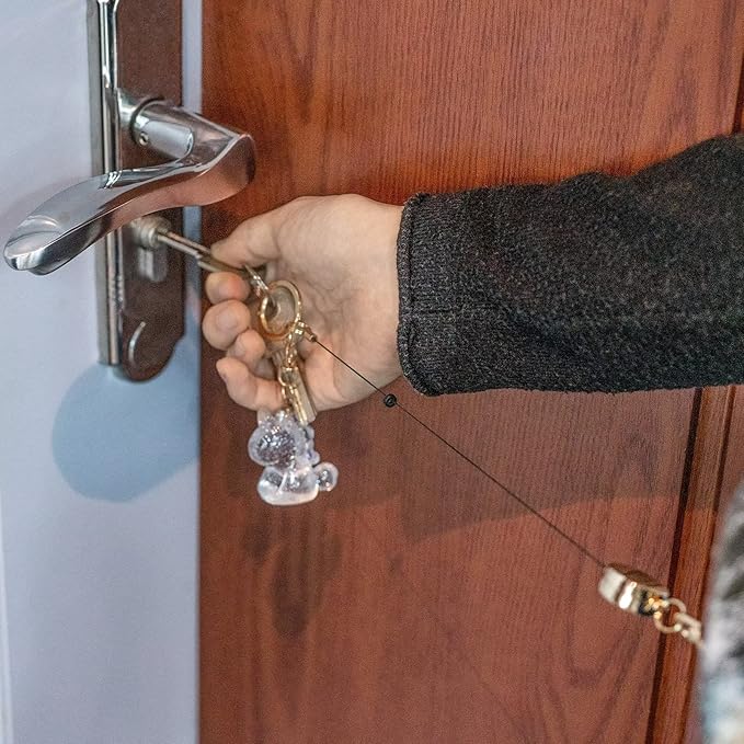 2 Pack Metal Retractable Badge Reel ID Badge Holder with Cord and Carabiner Key Chain (Rose Gold)