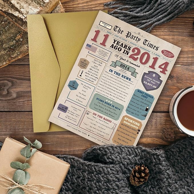 11th Birthday Card, 11 Year Old Birthday Gift for Daughter Son, Retro 11th Birthday Decorations for Boys Girls