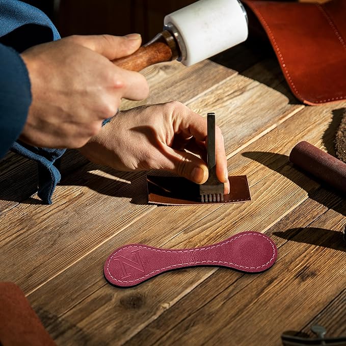 Personalized Leather Magnetic Bookmarks (1 Pack) Vintage Custom Engraved Initial ID Identification Book Marker Clip Gift for Book Lover Avid Readers (Letter N, Red)